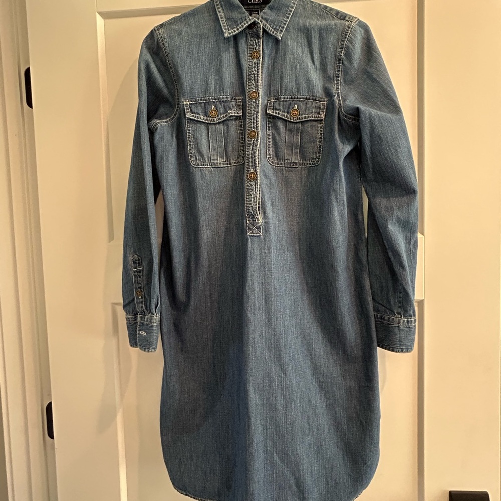 CHAPS Blue Jean Long-Sleeved Denim Dress, Size S/P/CH, EUC